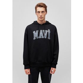 Mavi M067149-902 Siyah Erkek Oversize Kapuşonlu Logo Sweatshirt