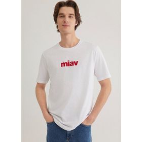 Mavi M067153-622_MİAV Bisiklet Yaka Baskılı Beyaz Erkek T-Shirt