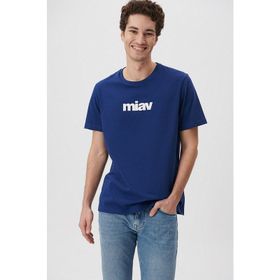Mavi M067153-70722 Koyu Saks Mavi Regular Miav Baskılı Erkek T-Shirt