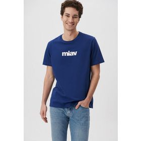 Mavi M067153-70722 Koyu Saks Mavi Regular Miav Baskılı Erkek T-Shirt