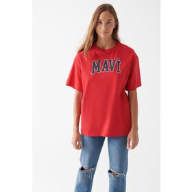 Mavi M1600843-82054 Kırmızı Baskılı Kadın T-shirt