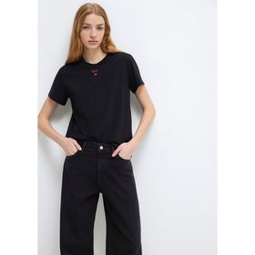 Mavi M1601185-900 Logo Baskılı Siyah Kadın T-shirt