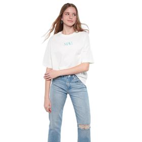 Mavi M1611593-70057 Kırık Beyaz Oversize Logo Kadın T-shirt