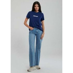 Mavi M1612242-70722 Koyu Saks Mavi Regular Bisiklet Yaka Logo Kadın T-Shirt