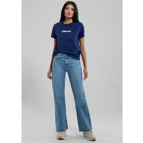 Mavi M1612242-70722 Koyu Saks Mavi Regular Bisiklet Yaka Logo Kadın T-Shirt