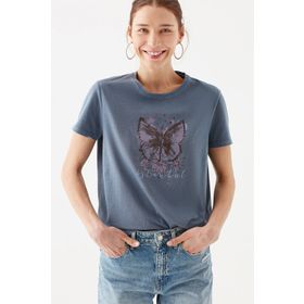 Mavi M168571-30233 Bisiklet Yaka Slim Fit Kadın T-Shirt