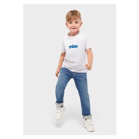 Mavi Miav Baskılı Beyaz Erkek Çocuk T-Shirt