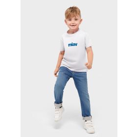 Mavi Miav Baskılı Beyaz Erkek Çocuk T-Shirt