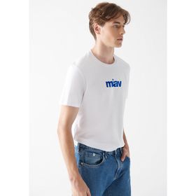 Mavi Miav Baskılı Beyaz Erkek Çocuk T-Shirt