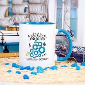 Mavi Renkli Makine Mühendisi Kupa Bardak