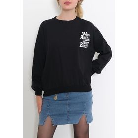 Mavi Siyah Baskılı Erkek Sweatshirt