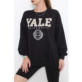 Mavi Siyah Baskılı Erkek Sweatshirt