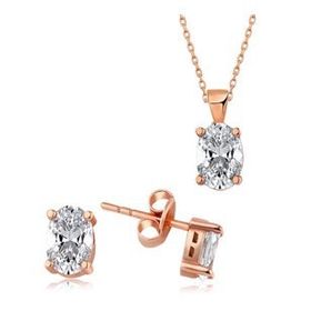 Mavio Gümüş Rose Oval Taş İkili Set