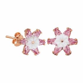 Mavio Pembe Lotus Çiçeği Kadın Gümüş Küpe