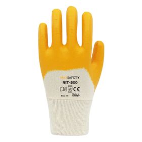 Max Safety NIT-500 Sarı No 10 Pamuk Astarlı Nitril Eldiven