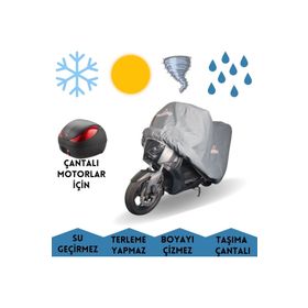 MaxDurable Arora Safari Pro Uyumlu Arka Çantalı Motorlar İçin Su Geçirmez Motosiklet Örtüsü