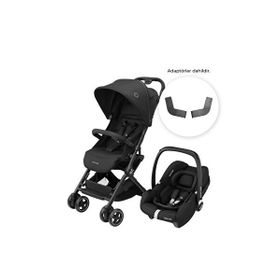 Maxi-Cosi Lara 2 CabrioFix I-Size Ultra Kompakt Kabin Boy Seyahat Sistem Siyah Bebek Arabası ve Ana Kucağı