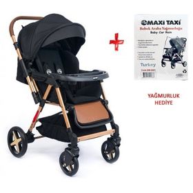 Maxi Taxi Milano Çift Yönlü Gold Siyah Bebek Arabası ve Yağmurluk
