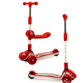 Maxi Taxi Zoomy Oturaklı Işıklı Katlanabilir Kırmızı Çocuk Scooter