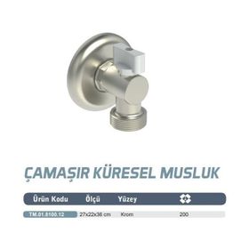 MaxiFlow TM01810012 Mini Küresel Çamaşır Bulaşık Makinesi Musluğu
