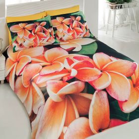 Maxstyle 3D Saten Plumeria 160x220 cm Renkli Tek Kişilik Nevresim Takimi