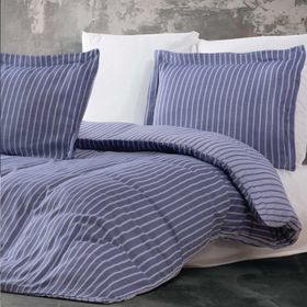 Maxstyle Bambu Çizgili Lacivert Çift Kişilik Nevresim Takımı