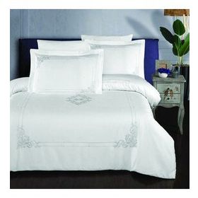 Maxstyle Damask Saten Beyaz Nakışlı Çift Kişilik Nevresim Takımı