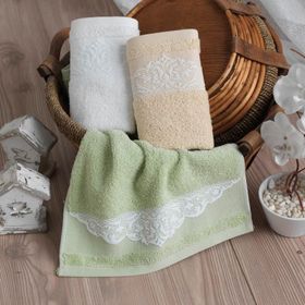 Maxstyle Elissa 30x50 cmKrem Yeşil Sarı Pamuklu Banyo Havlusu 3lü set