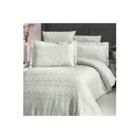 Maxstyle Elsa Jakarlı Saten Küf Yeşili Double Nevresim Takımı