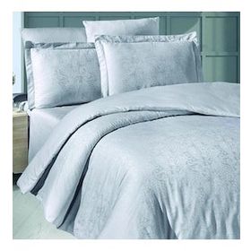 Maxstyle Jakarlı Saten Anemone Gri Çift Kişilik Nevresim Takımı