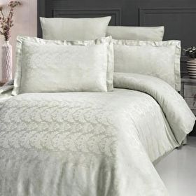 Maxstyle Jakarlı Saten Elsa Çağla Yeşili Çift Kişilik Nevresim Takımı