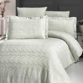 Maxstyle Jakarlı Saten Elsa Küf Yeşili Çift Kişilik Nevresim Takımı