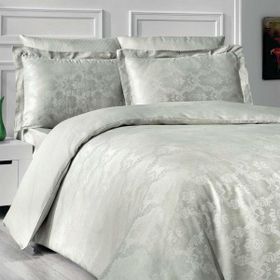 Maxstyle Jakarlı Saten Evgenia Küf Yeşili Double Nevresim Takımı