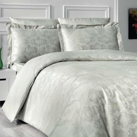 Maxstyle Jakarlı Saten Evgenia Küf Yeşili Double Nevresim Takımı