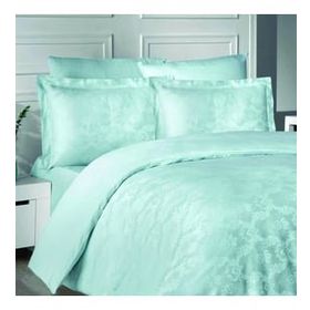 Maxstyle Jakarlı Saten Evgenia Mint Double Nevresim Takımı
