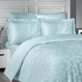 Maxstyle Jakarlı Saten Evgenia Mint Double Nevresim Takımı