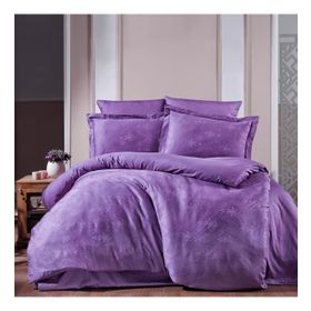 Maxstyle Jakarlı Saten Giza Lila Çift Kişilik Nevresim Takımı