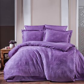 Maxstyle Jakarlı Saten Giza Lila Çift Kişilik Nevresim Takımı