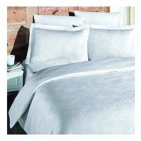 Maxstyle Jakarlı Saten Marko Beyaz Double Nevresim Takımı