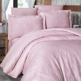 Maxstyle Jakarli Saten Ornament 160 x 220 cm Pudra Double Nevresim Takimi