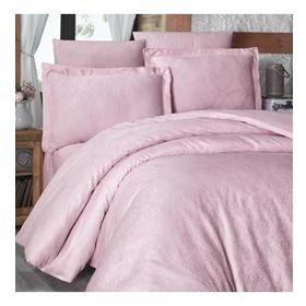 Maxstyle Jakarli Saten Ornament 160 x 220 cm Pudra Double Nevresim Takimi