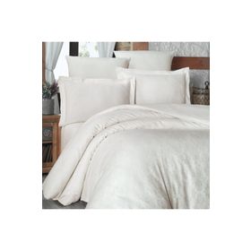 Maxstyle Jakarlı Saten Ornament Krem Çift Kişilik Nevresim Takımı