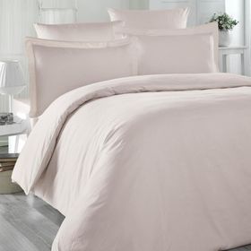 Maxstyle Saten Çizgili Bej Çift Kişilik Nevresim Takımı