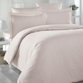 Maxstyle Saten Çizgili Bej Çift Kişilik Nevresim Takımı