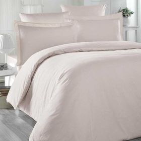 Maxstyle Saten Çizgili Bej Çift Kişilik Nevresim Takımı