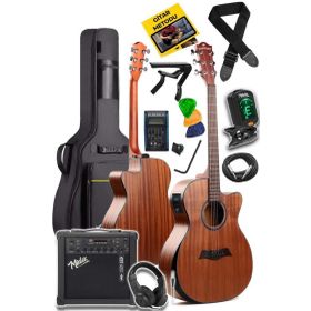 Maxword M450-EQ-AMP Profesyonel Masif Ağaç Amfili Elektro Akustik Gitar Seti