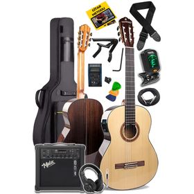 Maxword X50-EQ-AMP Profesyonel Masif Ağaç Amfili Elektro Klasik Gitar Seti
