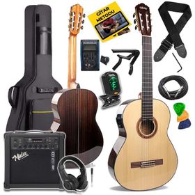 Maxword X50-EQ-AMP Profesyonel Masif Ağaç Amfili Elektro Klasik Gitar Seti