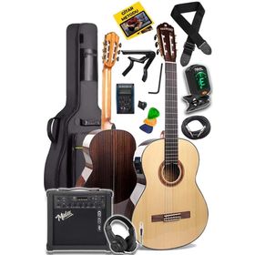 Maxword X50-EQ-AMP Profesyonel Masif Ağaç Amfili Elektro Klasik Gitar Seti