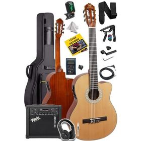 Maxword X50-EQ-AMP Profesyonel Masif Ağaç Amfili Elektro Klasik Gitar Seti